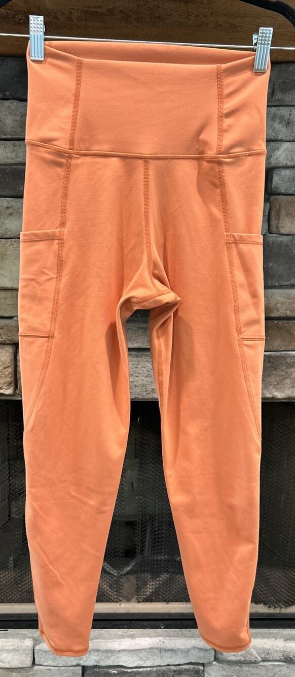 Women’s BARRE 3 Light Orange Stash Pockets Leggings Size S *A2